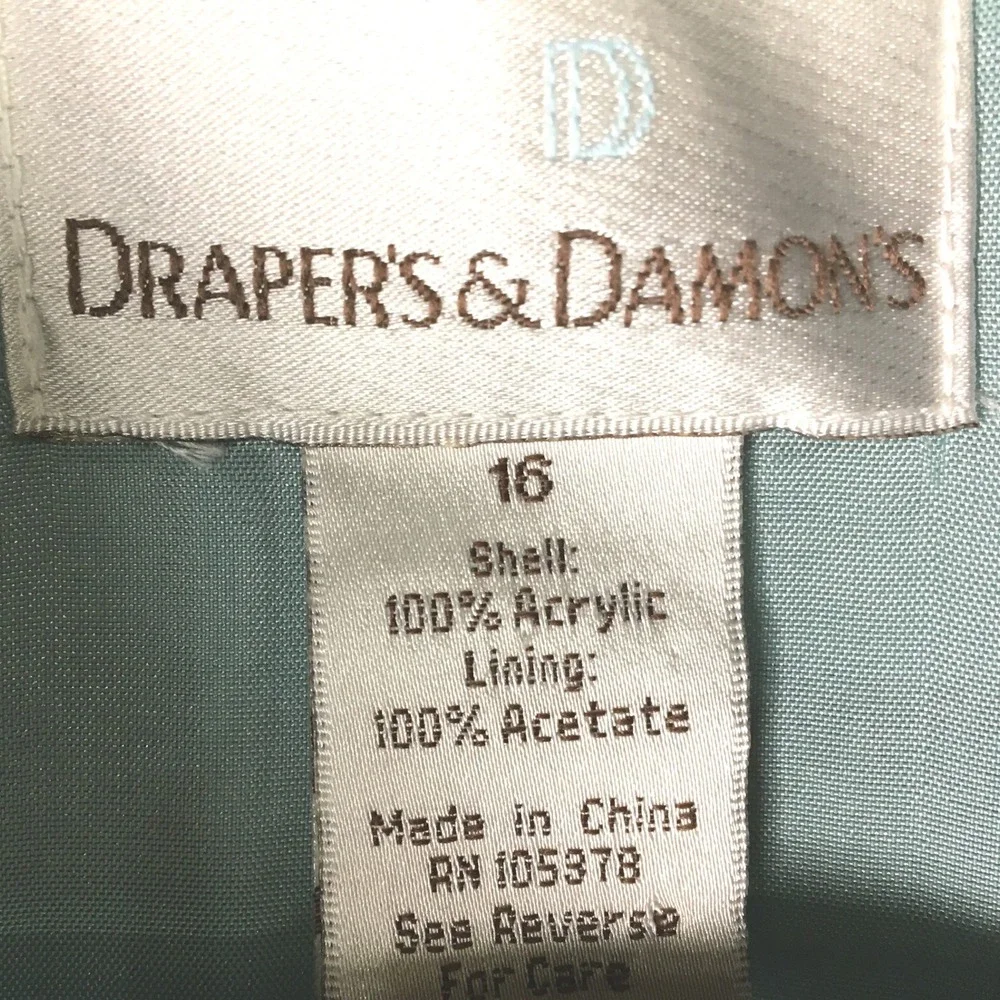 Drapers &‎ Damons Sage Green Basketweave Zip Front Jacket Size 16 2189JCM